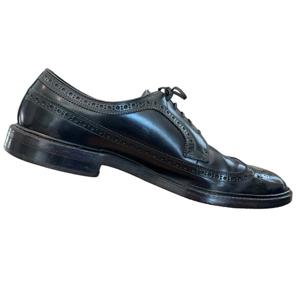 VTG Bass Black DuPont Corfam Brogue Longwing Wingtip V-Cleat Derby Shoe Men 12AA main image 10